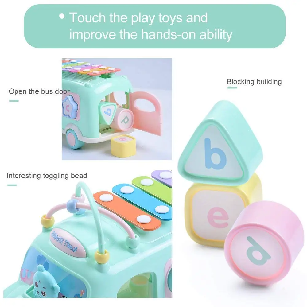 Multifuctional Bus Xylophone Toy Car Match Game Bus With Block Piano Musical Instruments Dragging Educational Vehicle for Kids Multifuctional Bus Xylophone Toy Car Match Game Bus With Block Piano Musical Instruments Dragging Educational Vehicle for Kids