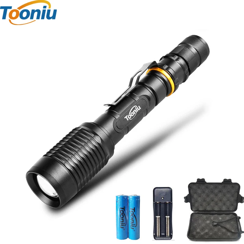 CREE XM-L T6/L2 LED Flashlight 5 Modes 8000 Lumens Zoomable LED Torch for 2*18650 Battery + Charger + Clip Portable flash light CREE XM-L T6/L2 LED Flashlight 5 Modes 8000 Lumens Zoomable LED Torch for 2*18650 Battery + Charger + Clip Portable flash light
