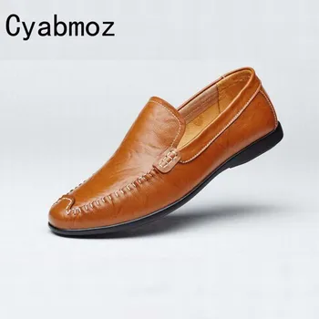

High Quality Male Genuine Leather with Flats Men Flat Casual Shoes Men Slip On Loafers Fashion Oxford Driving Shoe Man Moccasins