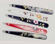 Fashion Hot Makeup tools flower coated stainless steel eyebrow tweezers Clip