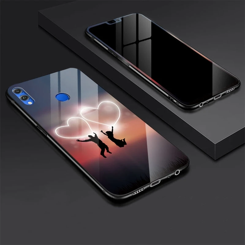 Tempered Glass Case For Huawei Honor 8X Cover Cartoon Shockproof  Glossy Cover for Huawei Honor 8X Tempered Glass Protector (5)