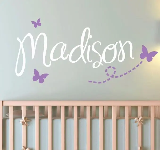 Nursery Wall Decals Vinyl Personalized Name With Butterfly Wall Sticke