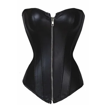 

Sexy Zipper PU Chest Binder Waist Trainer Tummy Control Women Waist Bodycon Corsets Cincher Body Shaper Bodysuit Outfit Costume