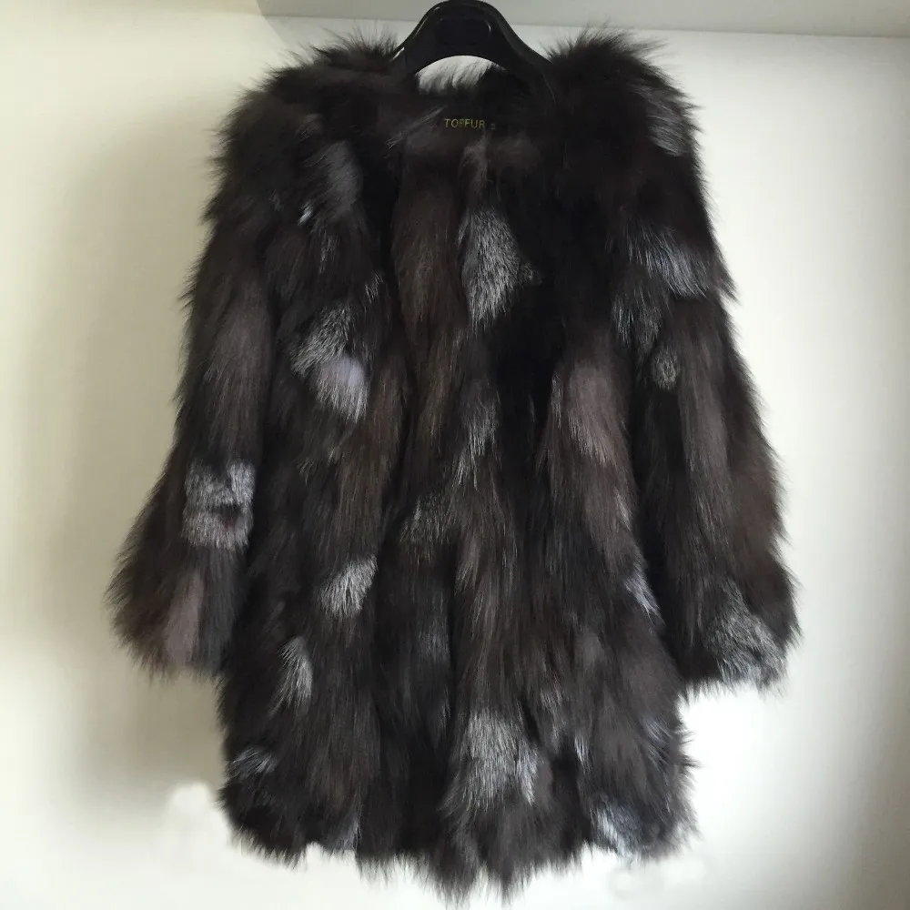 Горячая Распродажа, женская мода, натуральный Лисий мех, длинное пальто, шуба из натурального Лисьего меха, натуральный мех, модный бренд TFP671
