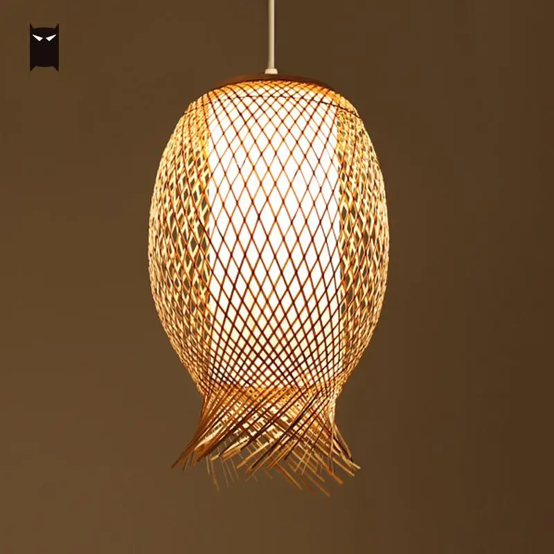 Bamboo Wicker Rattan Shade Pendant Light Fixture Japanese Asian Nordic Hanging Ceiling Lamp Luminaria for Dining Table Room E27 Bamboo Wicker Rattan Shade Pendant Light Fixture Japanese Asian Nordic Hanging Ceiling Lamp Luminaria for Dining Table Room E27