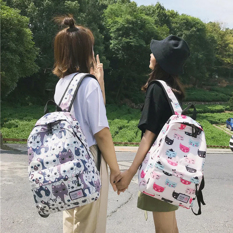 

Harajuku Ulzzang Cartoon Cat Women Backpack Cute Bag Waterproof Laptop Backpack Schoolbag Fashion Printing Travel Mochilas Bags