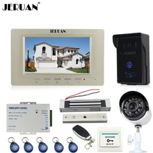 JERUAN 7“ Video door Phone Entry intercom System kit waterproof RFID Access Camera + 700TVL Analog Camera + 180KG Magnetic lock