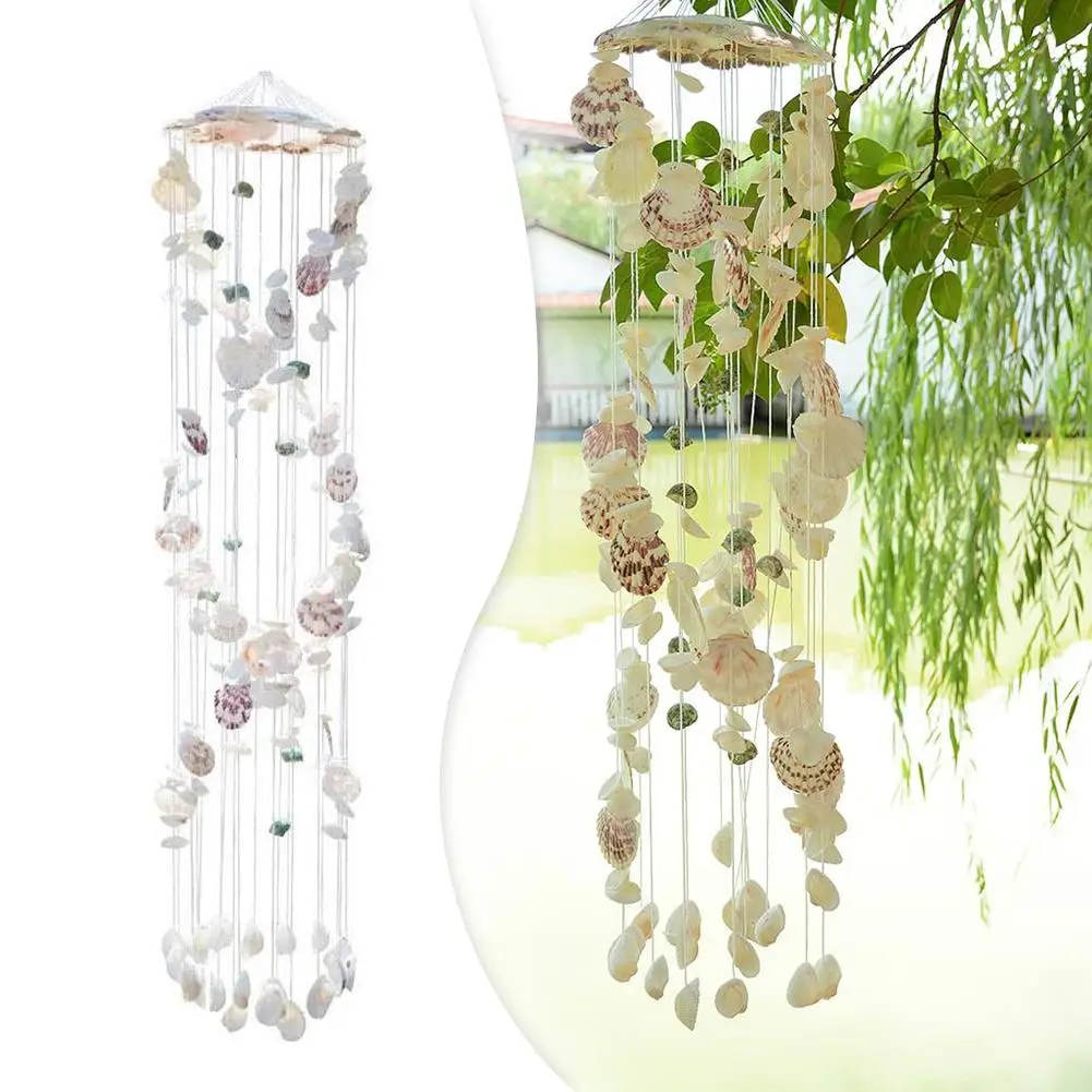 

Natural Shells Wind Chime Hanging Decoration Exquisite Seashell Windbell Aeolian Bells Crafts Ornaments Home Garden Decoration 4