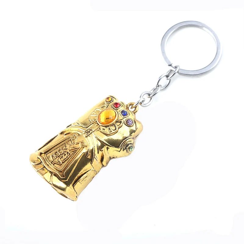 SG железный человек перчатка брелок Marve l Мстители Endgame Thanos Infinite power Gauntlet металлические брелки для мужчин фанатов Сувенирные ювелирные изделия - Цвет: Золотой