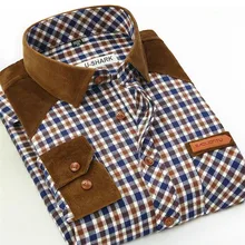 2017 Hot Spring Autumn new men’s plaid Long sleeves shirts cotton casual slim patchwork polished male shirt large size S-4XL
