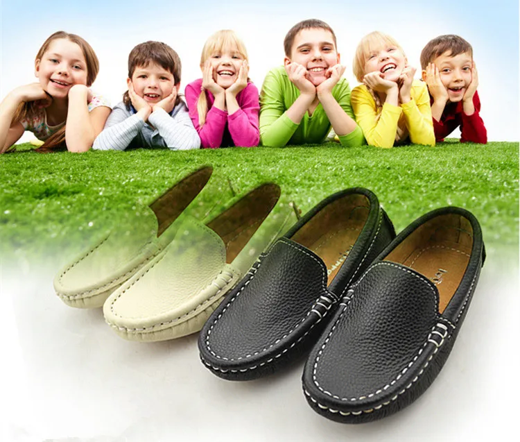 Sapatos de Couro do Bebê da Criança Sapatos de Couro Nova Primavera Outono Mocassins Crianças Macios Genuínos Meninos Estudante 02b - 3 Nova Primavera Outono Mocassins Crianças Macios Genuínos