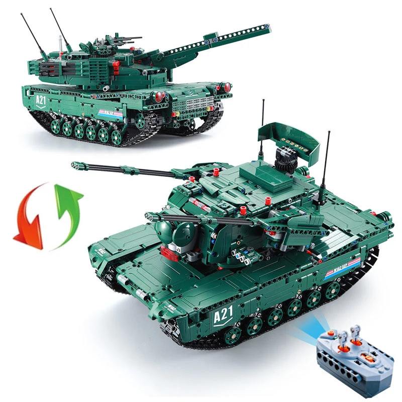 

Military War 2 in 1 M1A2 Tank WW2 RC Tank Set Model & Building Blocks Bricks Weapons moc Technic Children Toy Christmas Gift