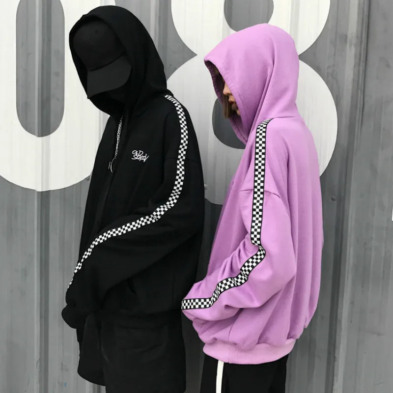 Harajuku мода человек с длинным рукавом Для женщин толстовки ретро шик в полоску