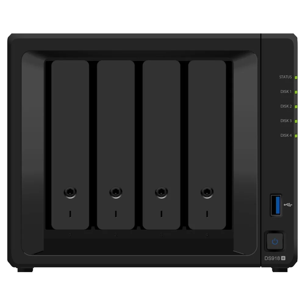 Synology DiskStation DS918 +, HDD, SSD, 40 ТБ, Serial ATA, Serial ATA II, Serial ATA III, 2,5, 3,5, M.2, 0, 1, 5, 6, 10, JBOD, BTRF