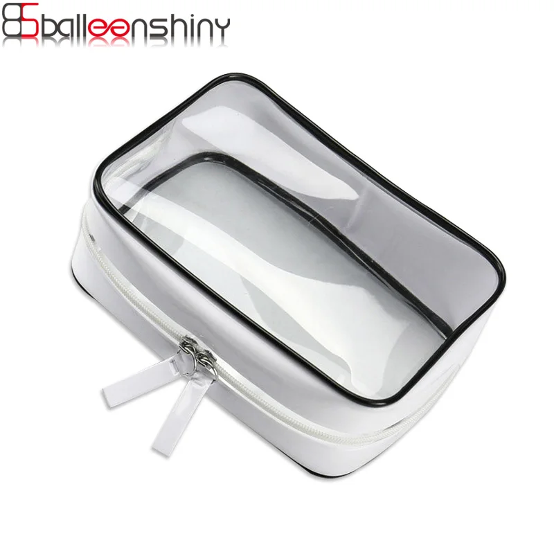 Balleenshiny pvc ماكياج الحقيبة حقيبة تخزين حقيبة مستحضرات تجميل سفر المحمولة البلاستيك الشفاف