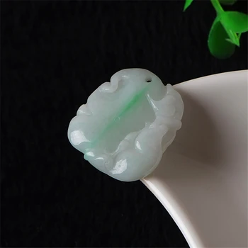 

Special price Jade Green lotus leaf fish pendant Hand carved Lotus carp pendant jade necklace Attached lanyard 15082031
