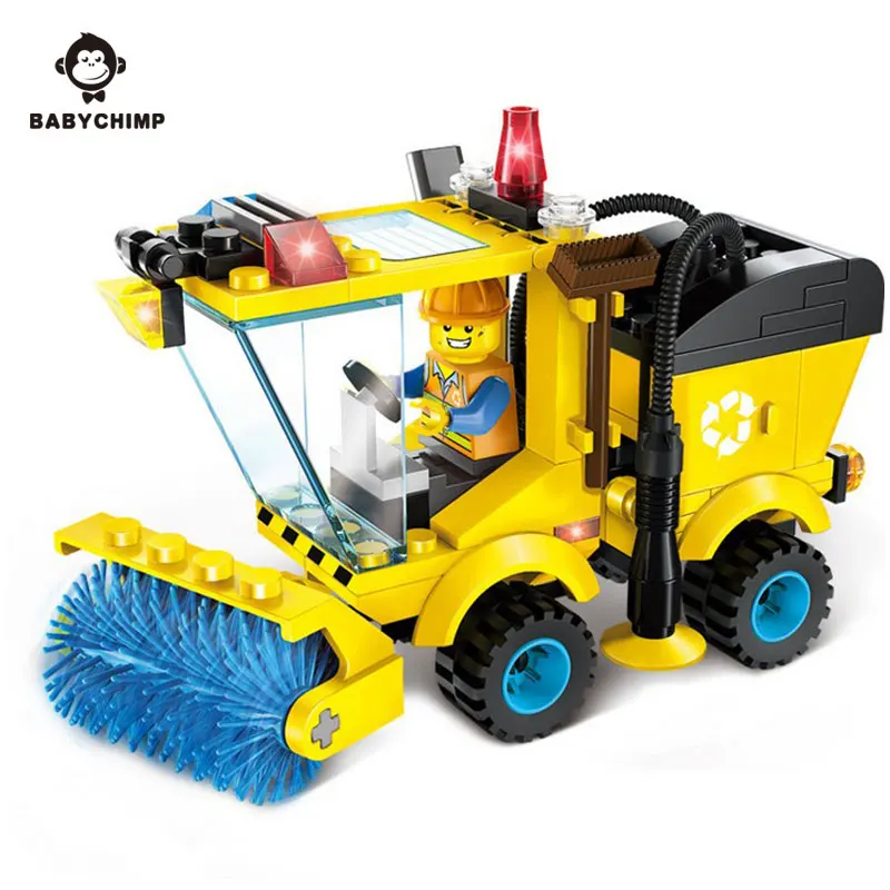 

102pcs+ City Construction Road Roller Forklift Tractor Sweeper Trucks Assembled Model Building Blocks Bricks DIY Kit Toys