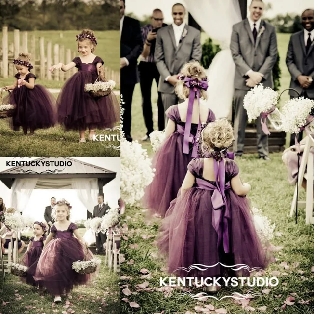 vintage mauve flower girl dress