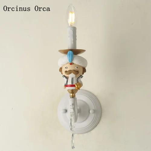 

American Creative King Wall Lamp for Children's Room Bedside Lamp Cartoon Creative LED Doll Color Resin Wall Lamp free shipping