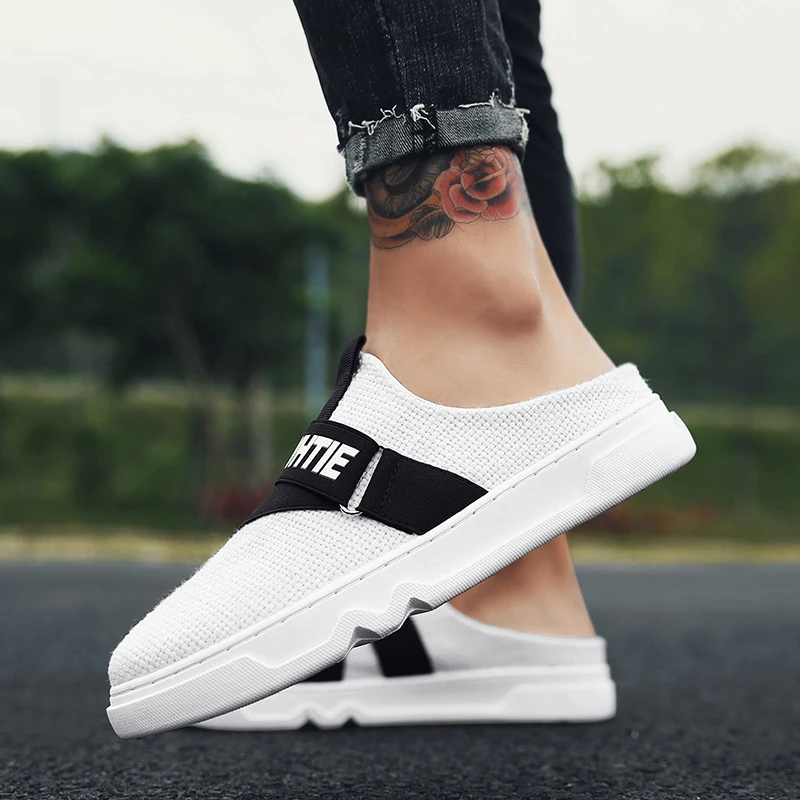 

2018 New Arrival Canvas Shoes Loafers Men Sandals Men Fashion Summer Breathable Flats Slipper Cool Comfortable Slides Flip Flops