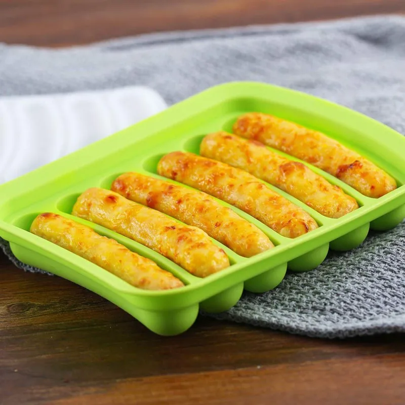 

DIY Sausage Making Mold Silicone Burger Hot Dog Maker Mould With 6 Cavity Patty Makers Microwave Oven Safe New Kitchen Gadgets