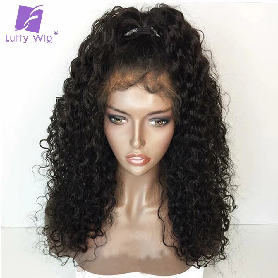 LUFFY Curly Pre Plucked Hairline Glueless Full Lace Human Hair