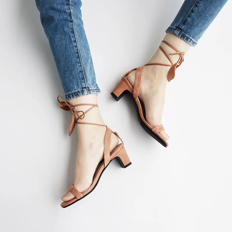

High Heels Sandals 2019 Cross Bandage Shoes Women Lace-Up Summer Sandals Women Shoes Fashion Women Sandals Pure Color