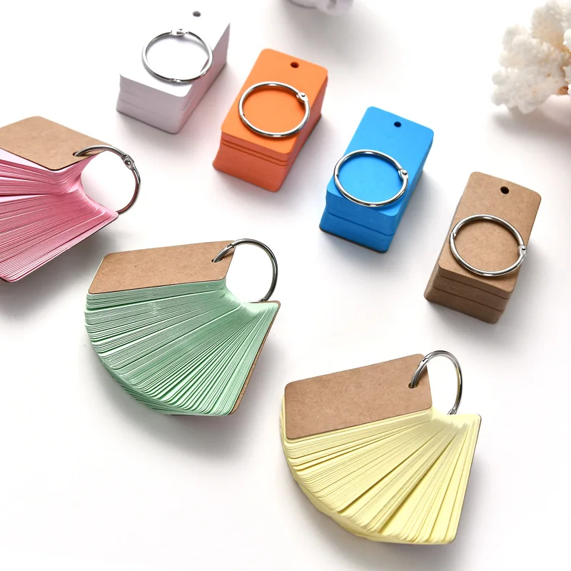 

100 Pcs DIY Business Noted Mini Cute Blank Kraft Card 7 x 4cm Portale Blank Words Cards with Iron Circle