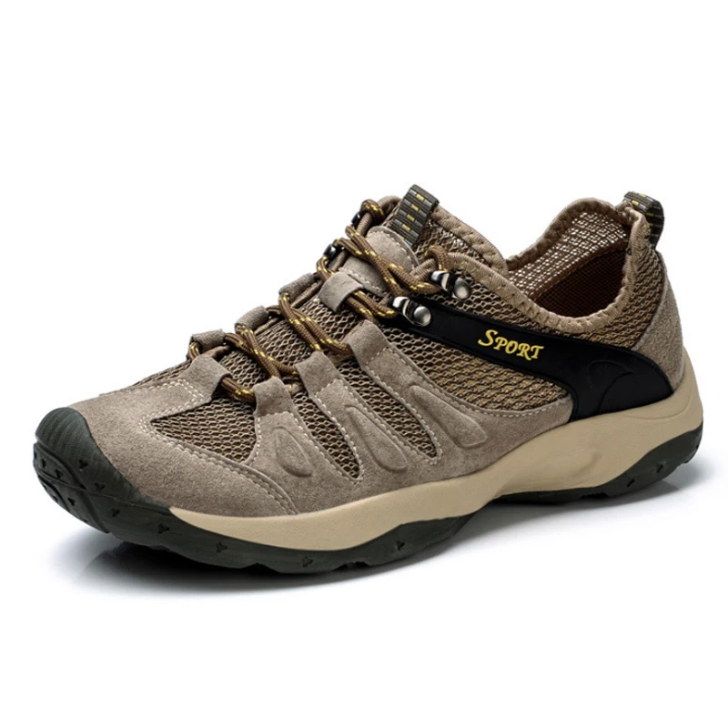 Men Sneaker Outdoor Hiking Shoes Genuine Leather Trekking Shoes