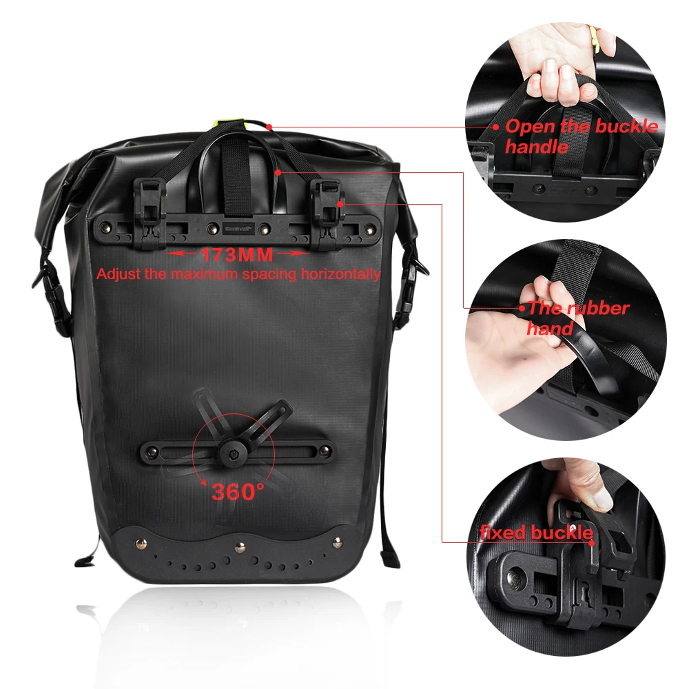 Bicycle Rear Handbag Multifunctional Waterproof Large Capacity Portable Rear Rack Tail Bag Trunk Pack Cycling Sport Bag Covers