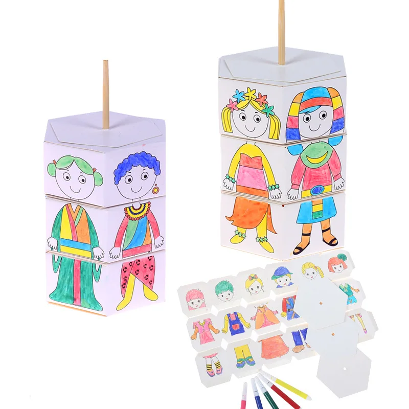 

Free Watercolor Pen Rotate Change Clothes Kindergarten Manual Diy Early Learning Education Montessori Teaching Aids Math Toys