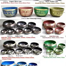 Тибетские буддийские поставки вещей Поющая чаша Йога музыкальный инструмент Исцеляющие чаши набор различных размеров цвета