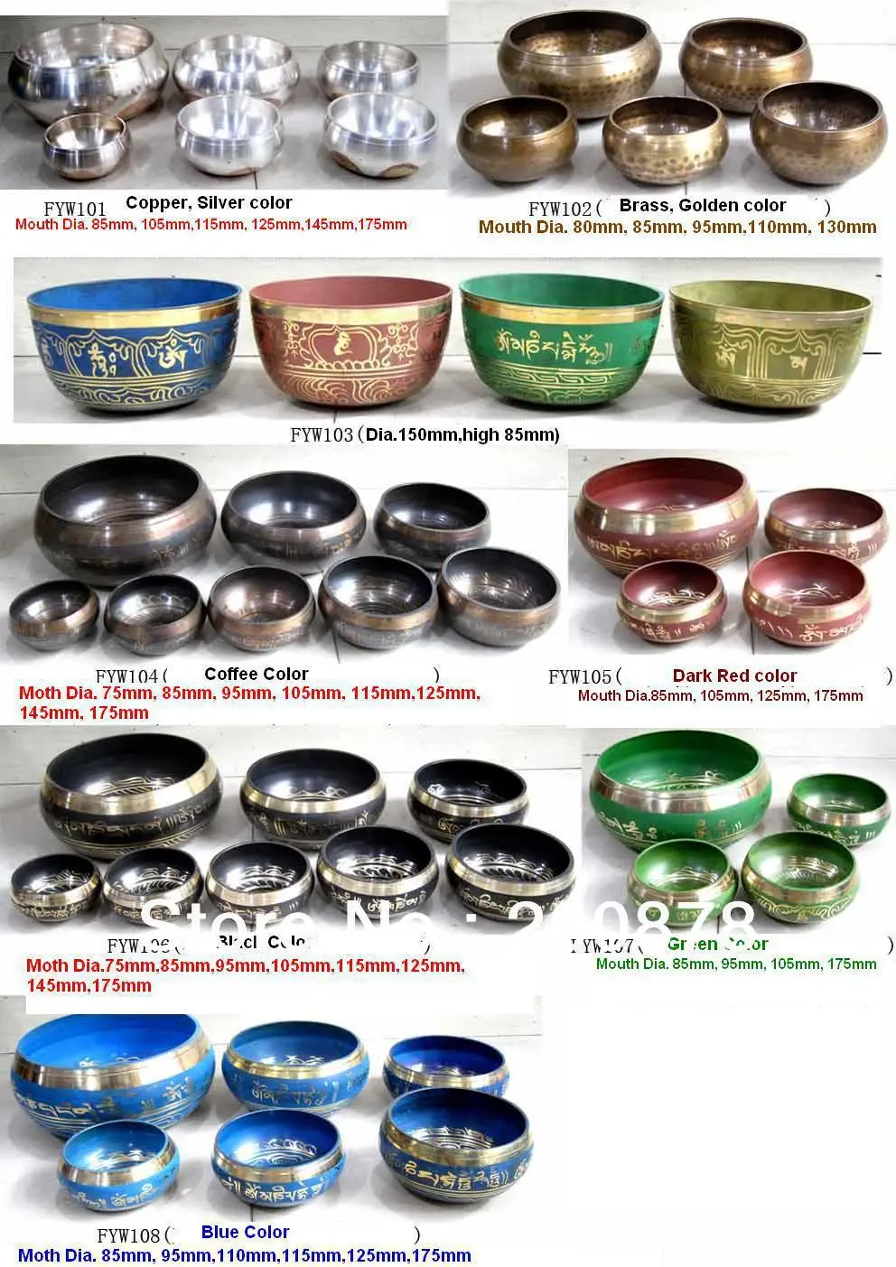 Mw 18 Whole Tibet Buddhist Singing Bowl Nepal White Metal Br Mw 18 Whole Tibet Buddhist Singing Bowl Nepal White Metal Br Handicrafts Healing Bowls Mix Order Various Size