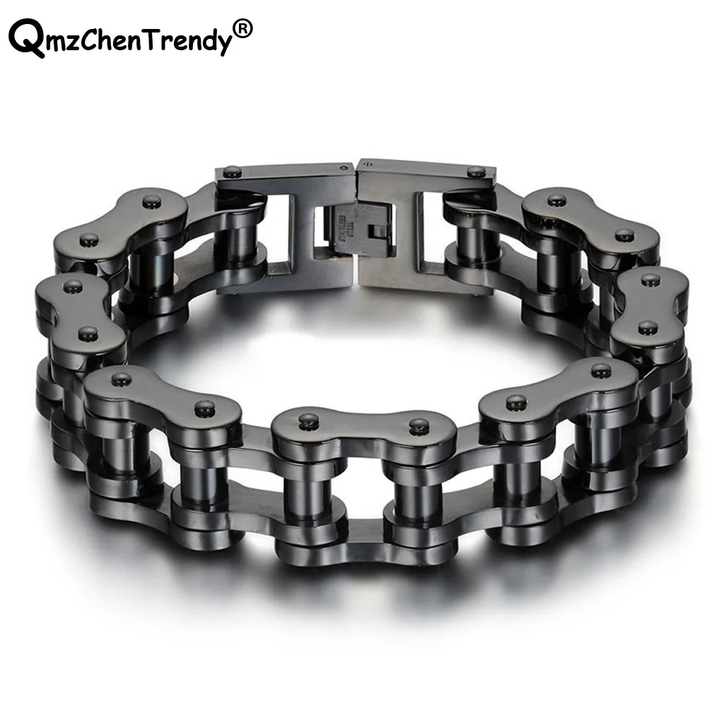 Мужские браслеты из нержавеющей стали в стиле хип-хоп, моторный Байкер, звено цепи, браслеты для мотоцикла, браслет в стиле панк, ювелирные изделия 18 мм/23 мм 23 см