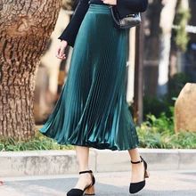 Весенние винтажные Юбки Женская юбка с высокой талией макси плиссированная юбка-пачка Женская Jupe Longue зимняя Длинная женская Юбка Saia