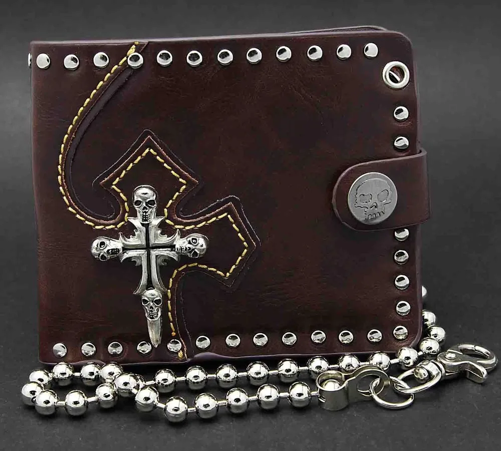 Mens Leather Bifold Wallet With Chain Literacy Basics