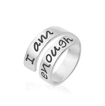 

Stainless Steel Awareness Ring Suicide Depression Awareness Pause Ring Be brave Enough Inspiration Jewelry Strength Gift YLQ6357
