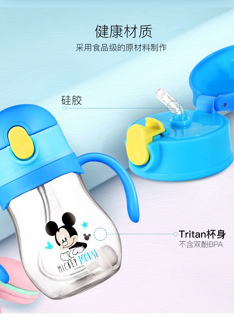 Copo de Alimentação do Bebê com Palha Aprendem a Alimentação Bebendo com Alça Disney Bonito Minnie Mickey Crianças Garrafa Treinamento Copo 360ml 19 alimentação do bebê com palha crianças aprendem