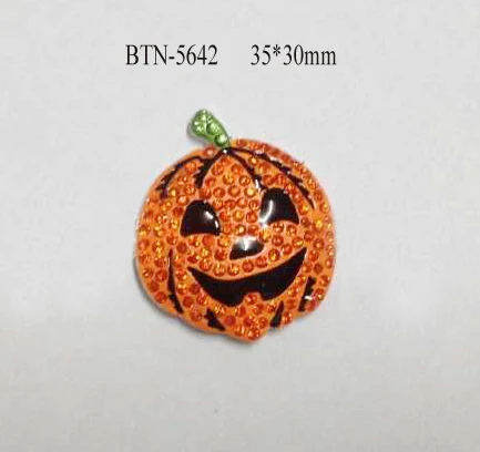 

Free shipping 50PCS 35*30mm flatback halloween pumpkin rhinestone button(BTN-5642)