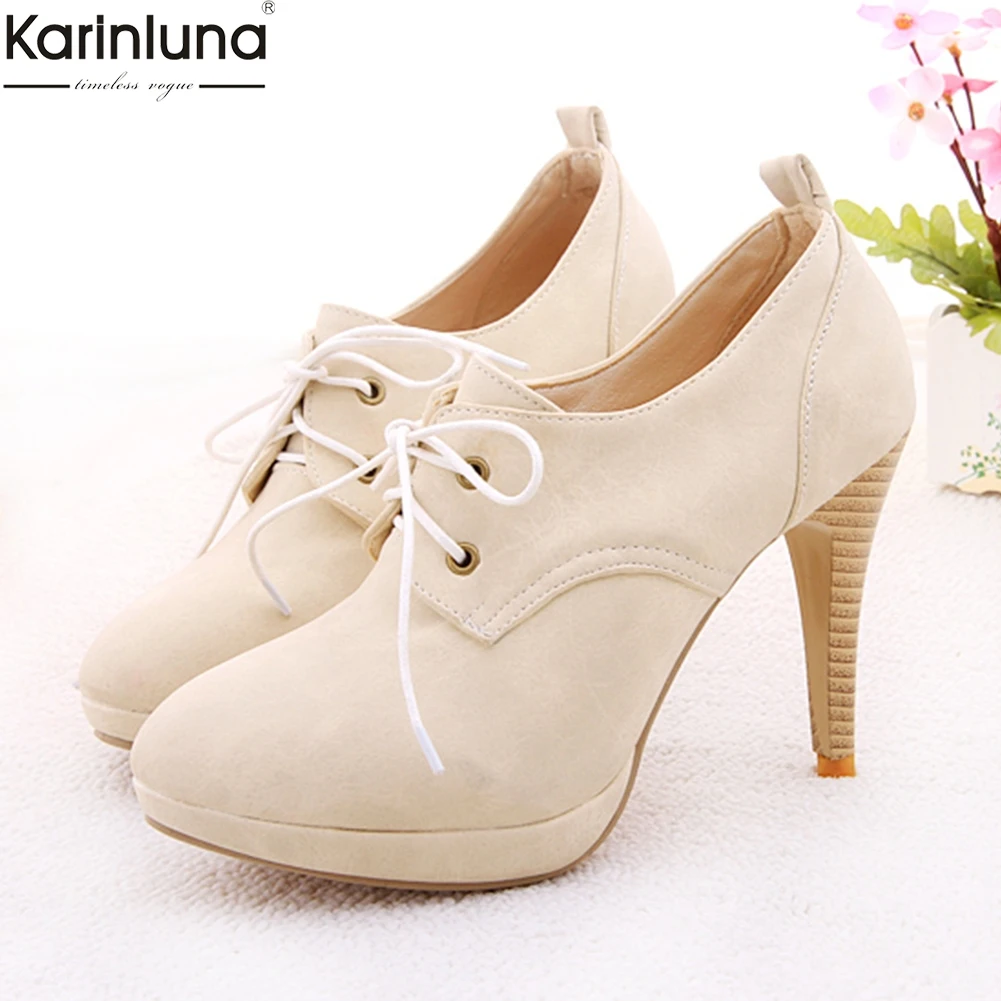 KARINLUNA 2019 Brand Design Big Size 34-43 Spring Elegant Lace Up Office Lady Women Shoes Woman Thin High Heels Woman Pumps photo