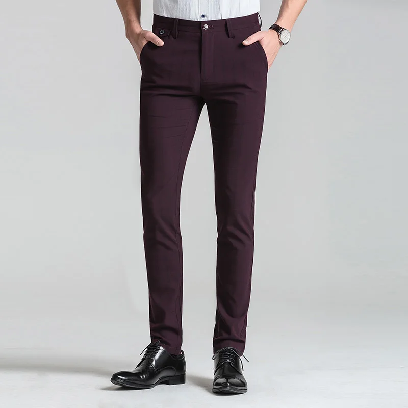 

Men's Smart Casual Check Pattern Stretch Pant Comfortable Straight-fitting Flat-front Zip Fly with Button Closure Dress Trousers