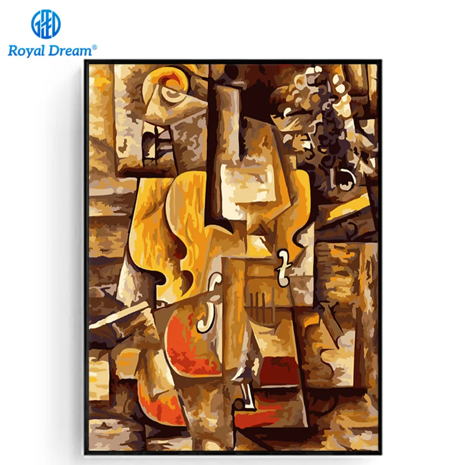 

World famous Oil Painting By Numbers Kits for Adults Violin and Grapes By Pablo Picasso Wall Picture Handmade Unique Gift