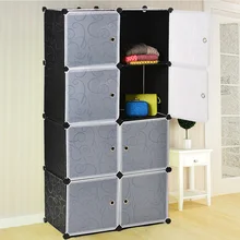 DIY Пластиковые Шкафы Портативный Простой Шкаф Пыле Хранения Ткани Шкаф Обувь Одежда Организатор #50-22