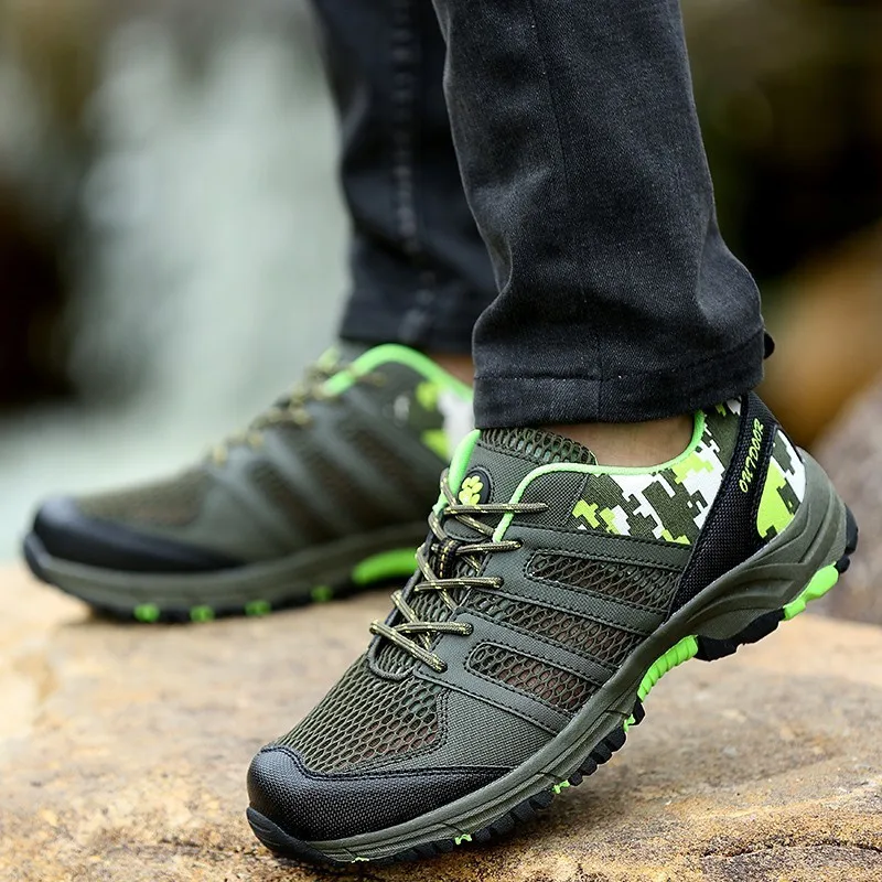 shoes men outdoors Trekking shoes Breathable mesh slip resistant men hiking shoes male sneakers summer lace-up climbing shoes