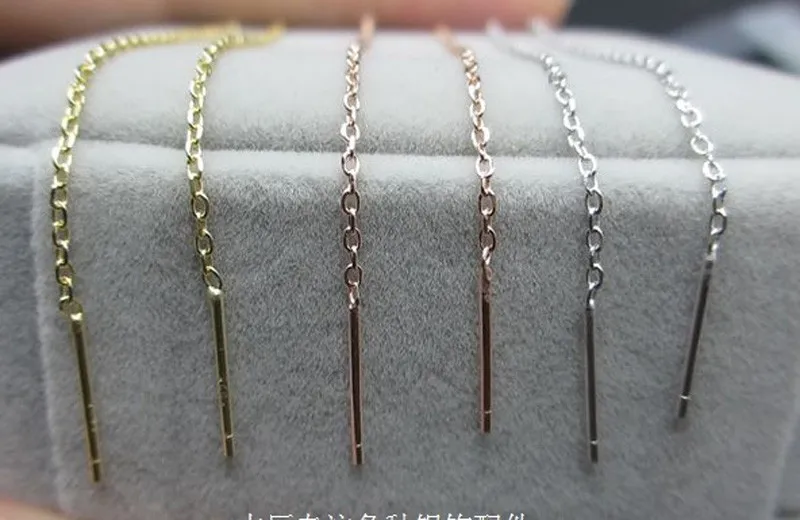 925 Стерлинговое серебро розовое золото кисточки цепи серьги длинная цепочка 8 см 3 пары