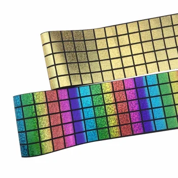 

hot sale 3" 75mm BOCA metal block holographic printed with grosgrain ribbon 100Yards
