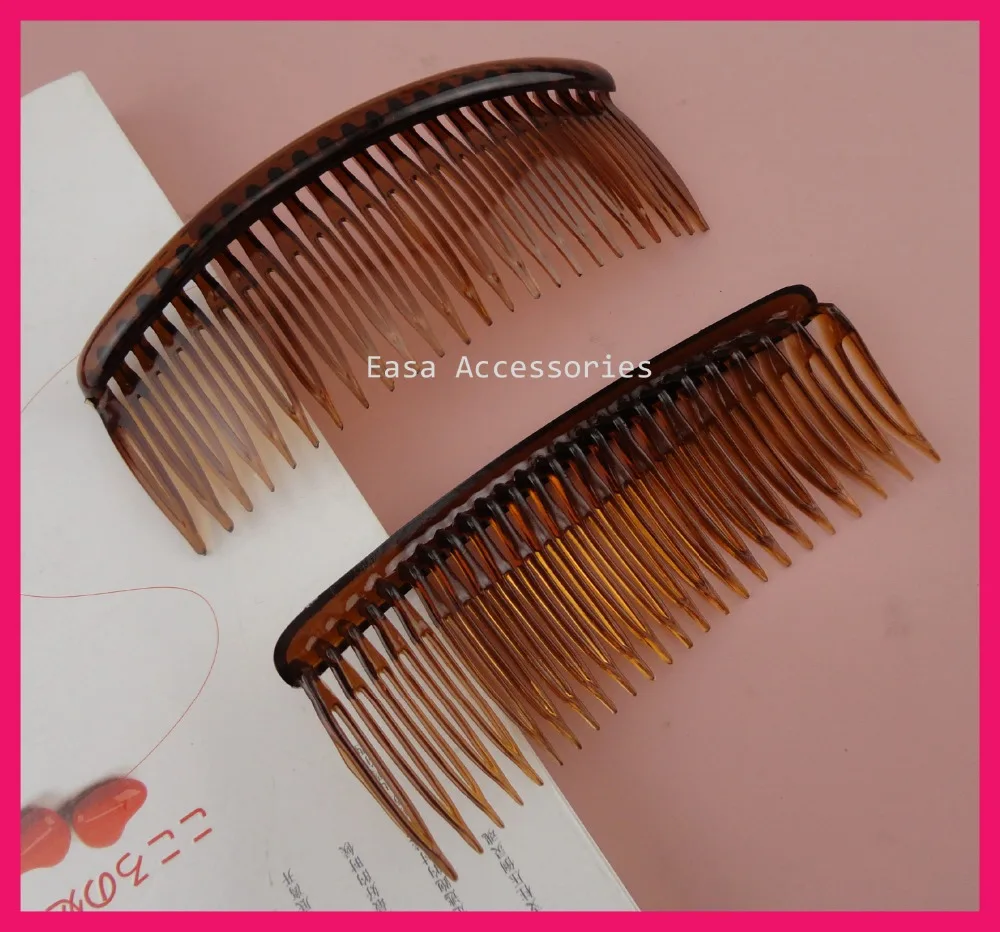 10PCS 24teeth 4.5cm*12.5cm Clear Dark brown Plain Plastic Hair Combs