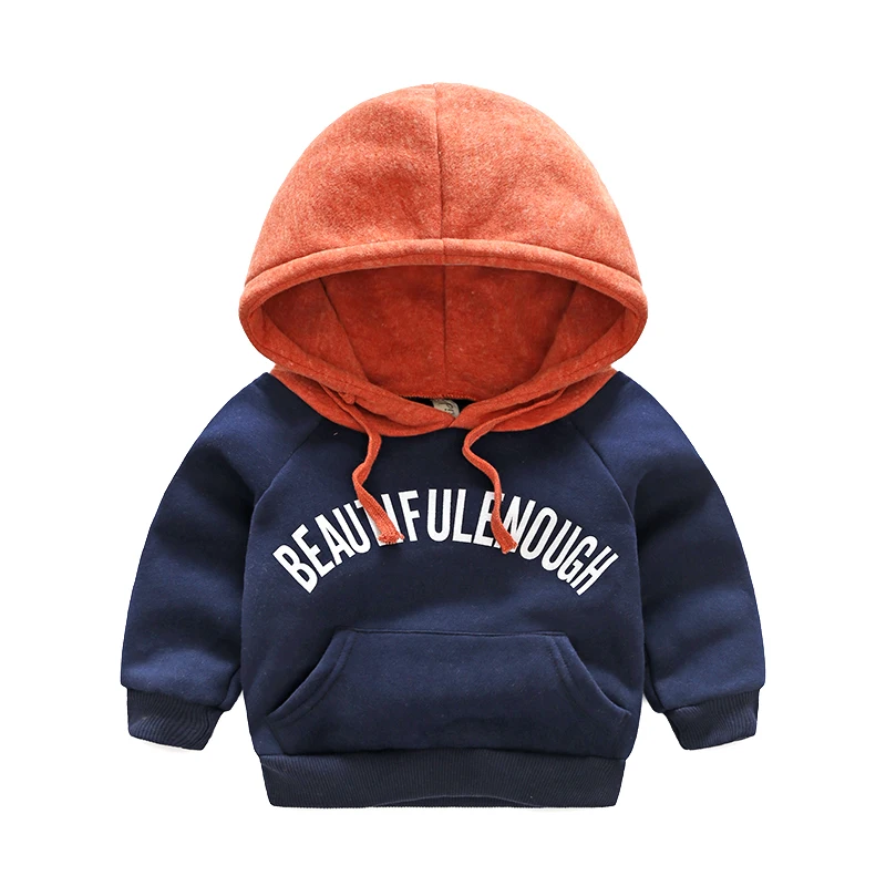 Baby Sweatshirt Hoodies Winter Warm Long Sleeve Pullover Coat Cotton Outerwear Windproof Kids Boys Hooded Outfits