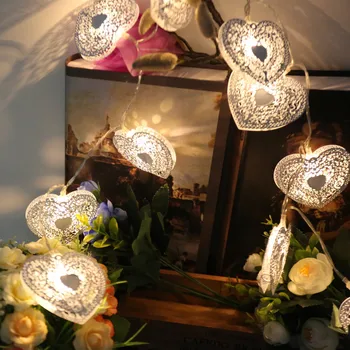 

10/20 led Metal White Lacquer Hollow Love Lamp String Christmas LED String