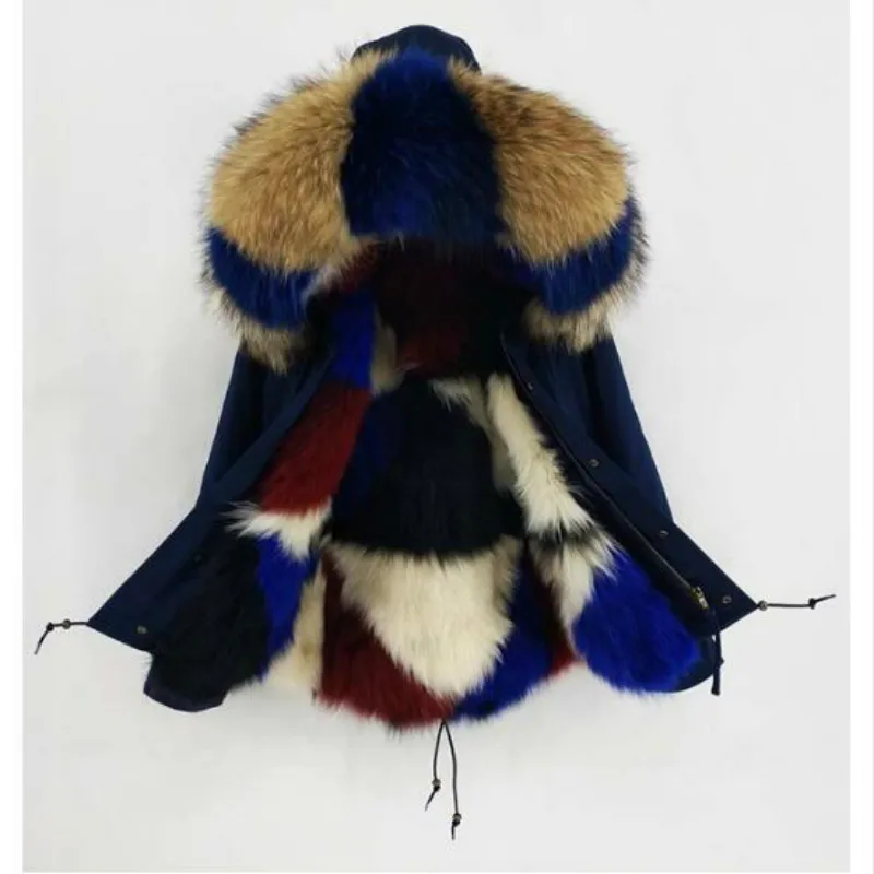 

2018 new fashion real raccoon fur collar hooded winter jacket women parka fur Thick Warm coat